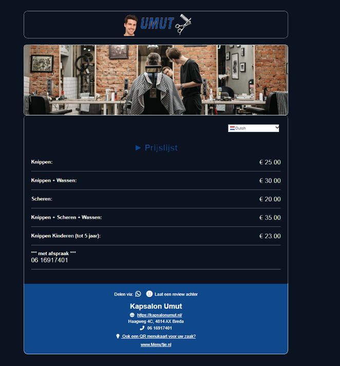 Mini-website voorbeeld
